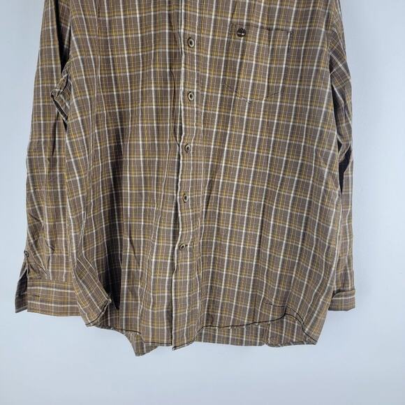 Timberland Long Sleeve Button Up Shirt Check Brown Size XL - Picture 4 of 5